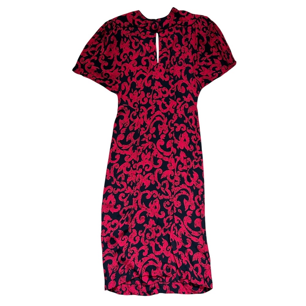 Vintage Dress Red Black Scroll Midi Evening 12 dark romantic old‎ money luxury